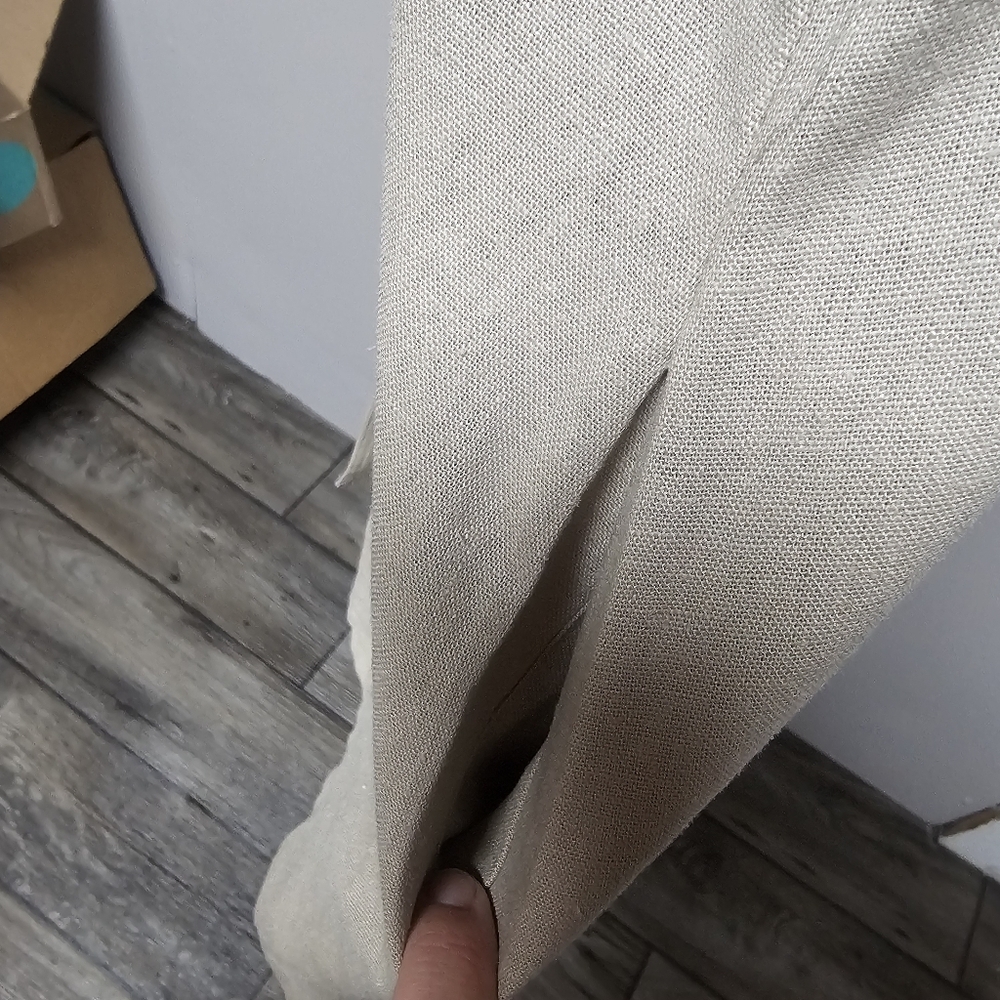 Tash & Sophie Linen Blend Lagenlook Dress Buttons Pockets Cap Sleeves Neutral - Picture 9 of 12